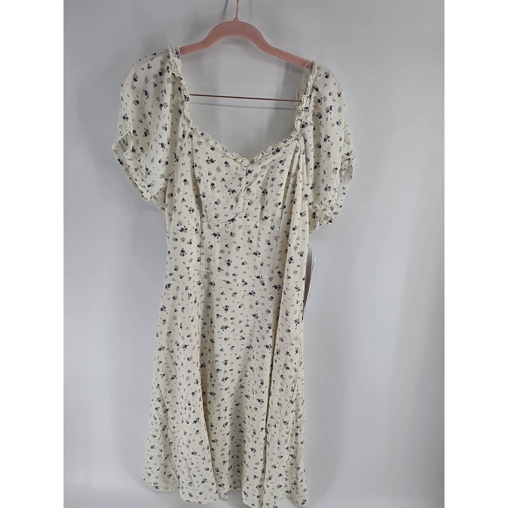 Celebrity Pink Floral Puff Sleeve Midi Dress Cream Blue XXL NWT